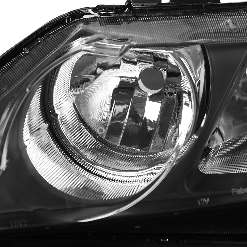 2006-2011 Honda Civic Sedan Retro Style Projector Headlights - Matte Black/Clear Lens
