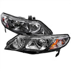 2006-2011 Honda Civic Sedan Retro Style Projector Headlights - Matte Black/Clear Lens