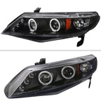 2006-2011 Honda Civic Sedan Dual Halo Projector Headlights (Matte Black Housing/Clear Lens)