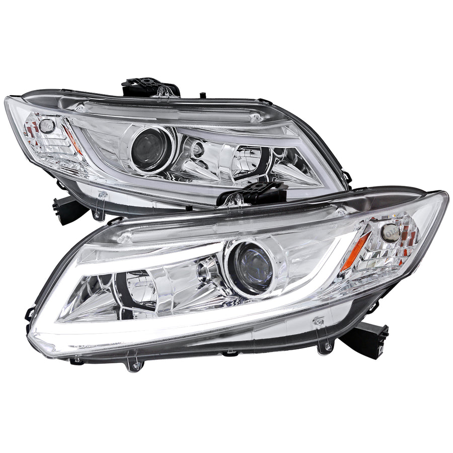 2012-2013 Honda Civic Coupe/2012-2015 Civic Sedan LED Bar Projector Headlights (Chrome Housing/Clear Lens)