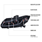 2012-2013 Honda Civic Coupe/2012-2015 Civic Sedan LED Bar Projector Headlights (Glossy Black Housing/Smoke Lens)