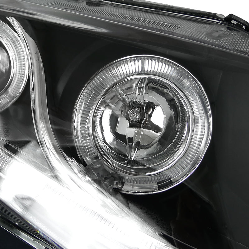 2012-2013 Honda Civic Coupe/ 2012-2015 Civic Sedan Dual Halo LED Bar Projector Headlights - Matte Black/Clear Lens
