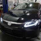 2012-2013 Honda Civic Coupe/2012-2015 Civic Sedan LED Bar Projector Headlights (Matte Black Housing/Clear Lens)