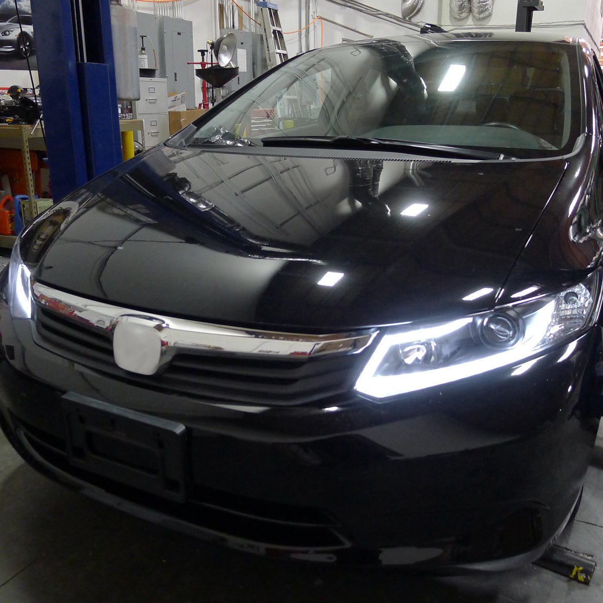 2012-2013 Honda Civic Coupe/2012-2015 Civic Sedan LED Bar Projector Headlights (Matte Black Housing/Clear Lens)