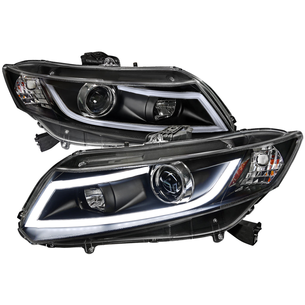2012-2013 Honda Civic Coupe/2012-2015 Civic Sedan LED Bar Projector Headlights (Matte Black Housing/Clear Lens)