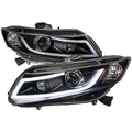 2012-2013 Honda Civic Coupe/2012-2015 Civic Sedan LED Bar Projector Headlights (Matte Black Housing/Clear Lens)