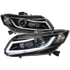 2012-2013 Honda Civic Coupe/2012-2015 Civic Sedan LED Bar Projector Headlights (Matte Black Housing/Clear Lens)