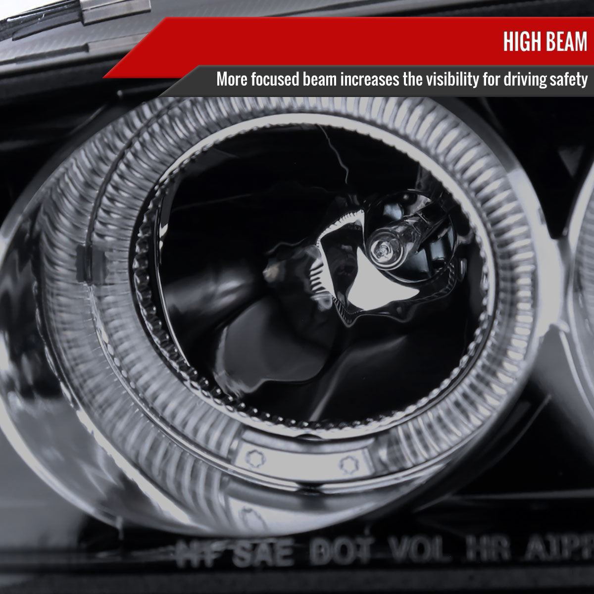 1992-1995 Honda Civic Dual Halo Projector Headlights (Glossy Black Housing/Smoke Lens)