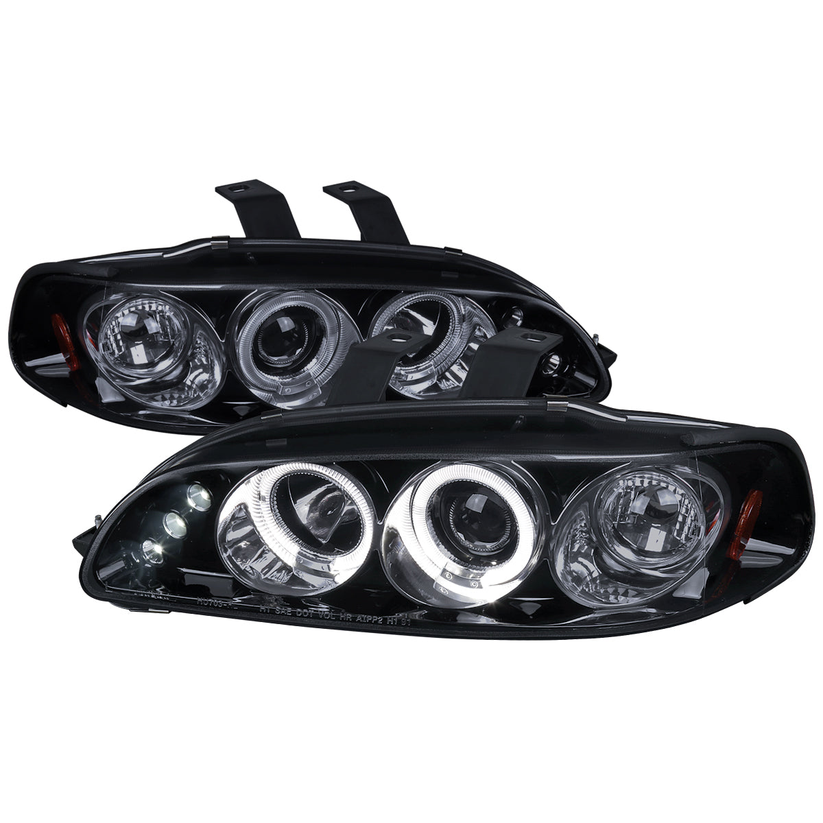 1992-1995 Honda Civic Dual Halo Projector Headlights (Glossy Black Housing/Smoke Lens)
