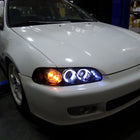 1992-1995 Honda Civic Dual Halo Projector Headlights (Matte Black Housing/Clear Lens)