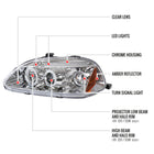 1996-1998 Honda Civic Dual Halo Projector Headlights (Chrome Housing/Clear Lens)
