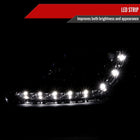 1996-1998 Honda Civic Projector Headlights w/ R8 Style LED Light Strip (Glossy Black Housing/Smoke Lens)