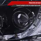 1996-1998 Honda Civic Projector Headlights w/ R8 Style LED Light Strip (Glossy Black Housing/Smoke Lens)