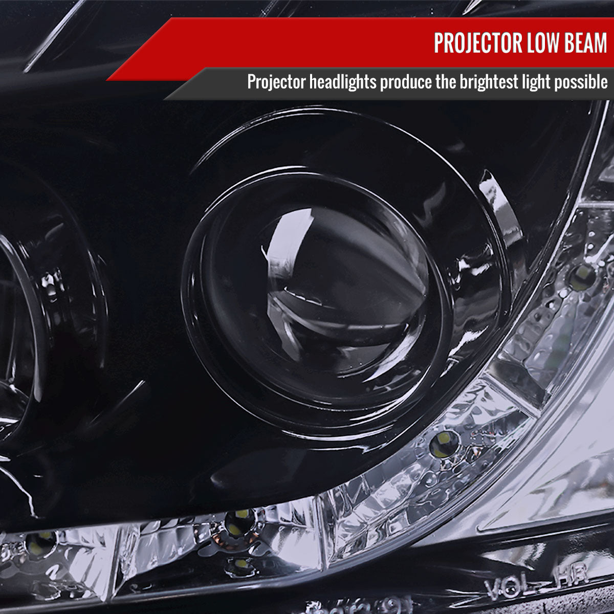 1996-1998 Honda Civic Projector Headlights w/ R8 Style LED Light Strip (Glossy Black Housing/Smoke Lens)
