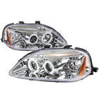 1999-2000 Honda Civic Dual Halo Projector Headlights (Chrome Housing/Clear Lens)