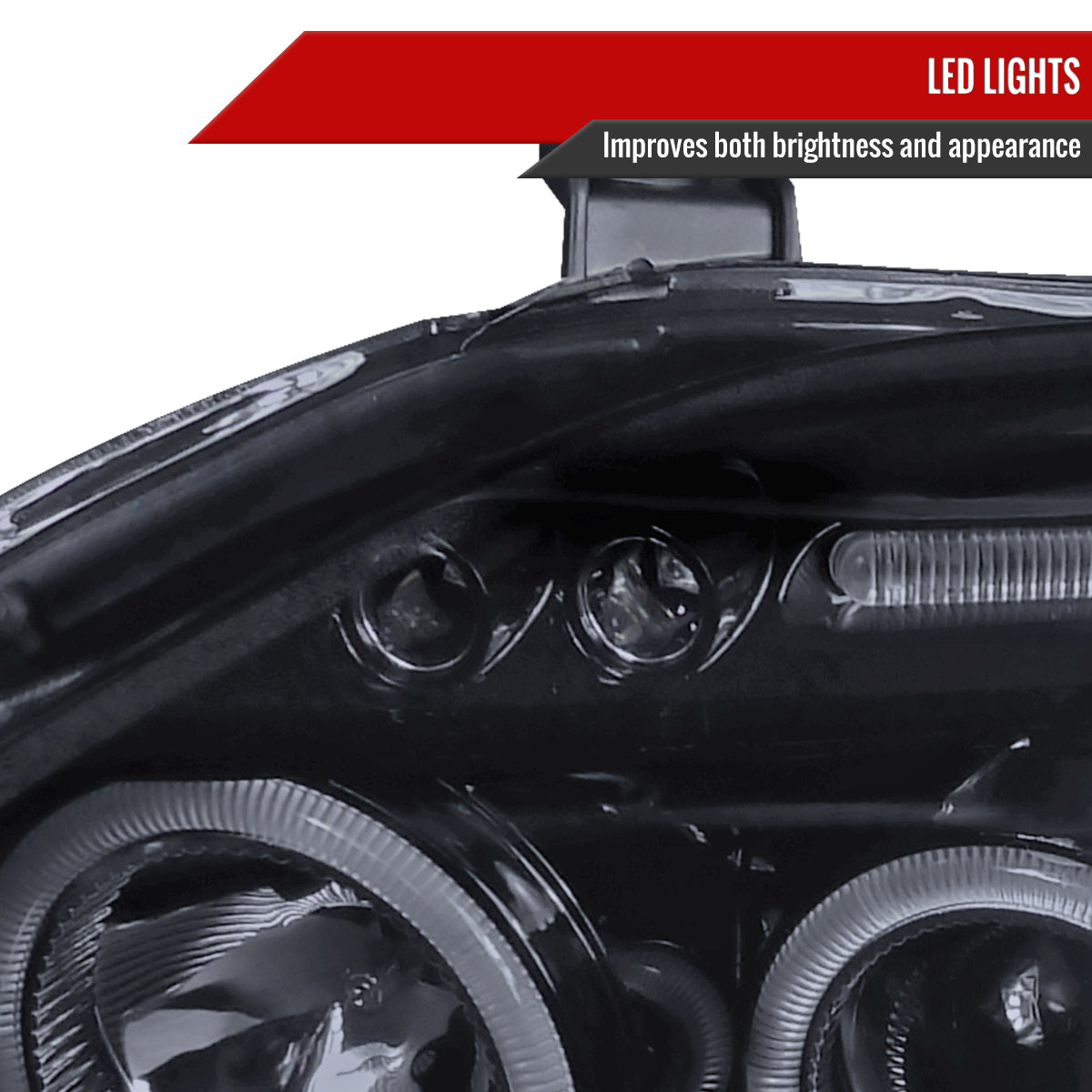 1999-2000 Honda Civic Dual Halo Projector Headlights (Glossy Black Housing/Smoke Lens)