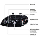 1999-2000 Honda Civic Dual Halo Projector Headlights (Glossy Black Housing/Smoke Lens)