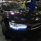 2008-2015 Mitsubishi Lancer EVO Projector Headlights w/ SMD LED Light Strip (Chrome Housing/Clear Lens)