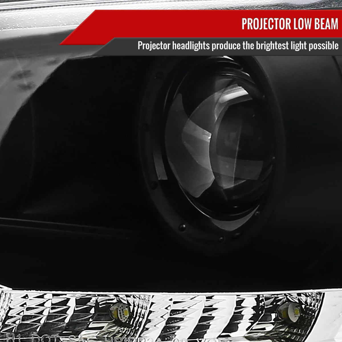 2008-2015 Mitsubishi Lancer EVO Projector Headlights w/ SMD LED Light Strip (Matte Black Housing/Clear Lens)