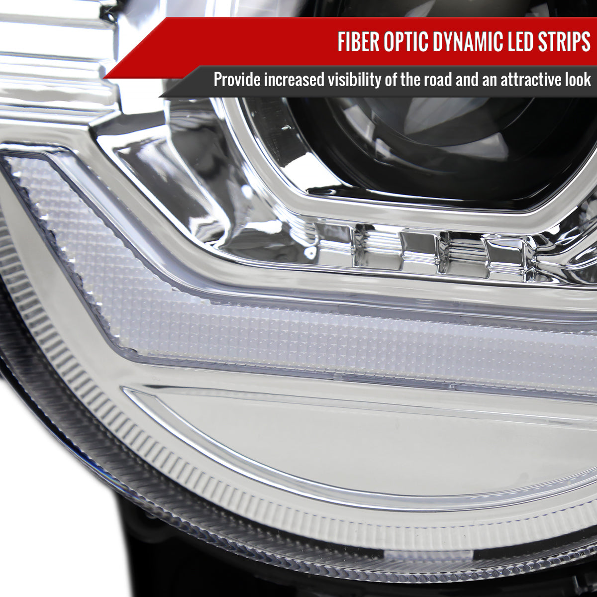 2007-2014 Toyota FJ Cruiser Switchback Sequential Turn Signal Animated LED Bar Projector Headlights (Chrome Housing/Clear Lens)