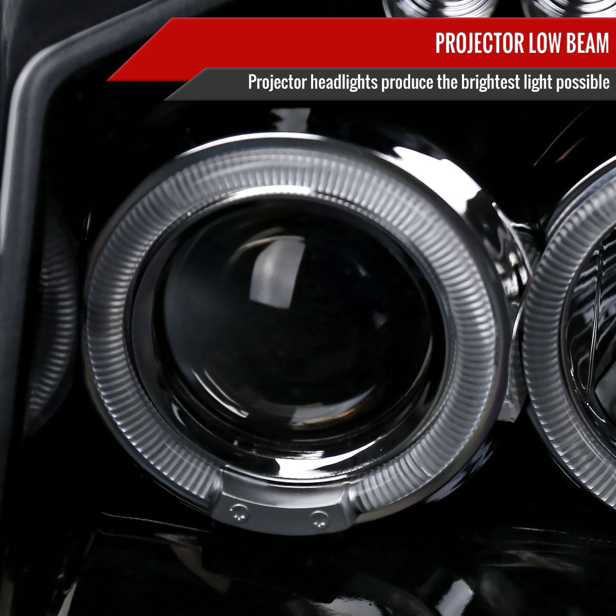 2001-2004 Nissan Frontier Dual Halo Projector Headlights (Glossy Black Housing/Smoke Lens)