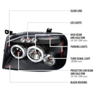 2001-2004 Nissan Frontier Dual Halo Projector Headlights (Matte Black Housing/Clear Lens)