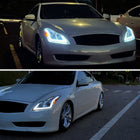 2008-2013 Infiniti G37/2014-2015 Q60 Coupe/Convertible Sequential Switchback LED Turn Signal Projector Headlights (Chrome Housing/Clear Lens)