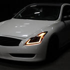 2008-2013 Infiniti G37/2014-2015 Q60 Coupe/Convertible Sequential Switchback LED Turn Signal Projector Headlights (Matte Black Housing/Smoke Lens)