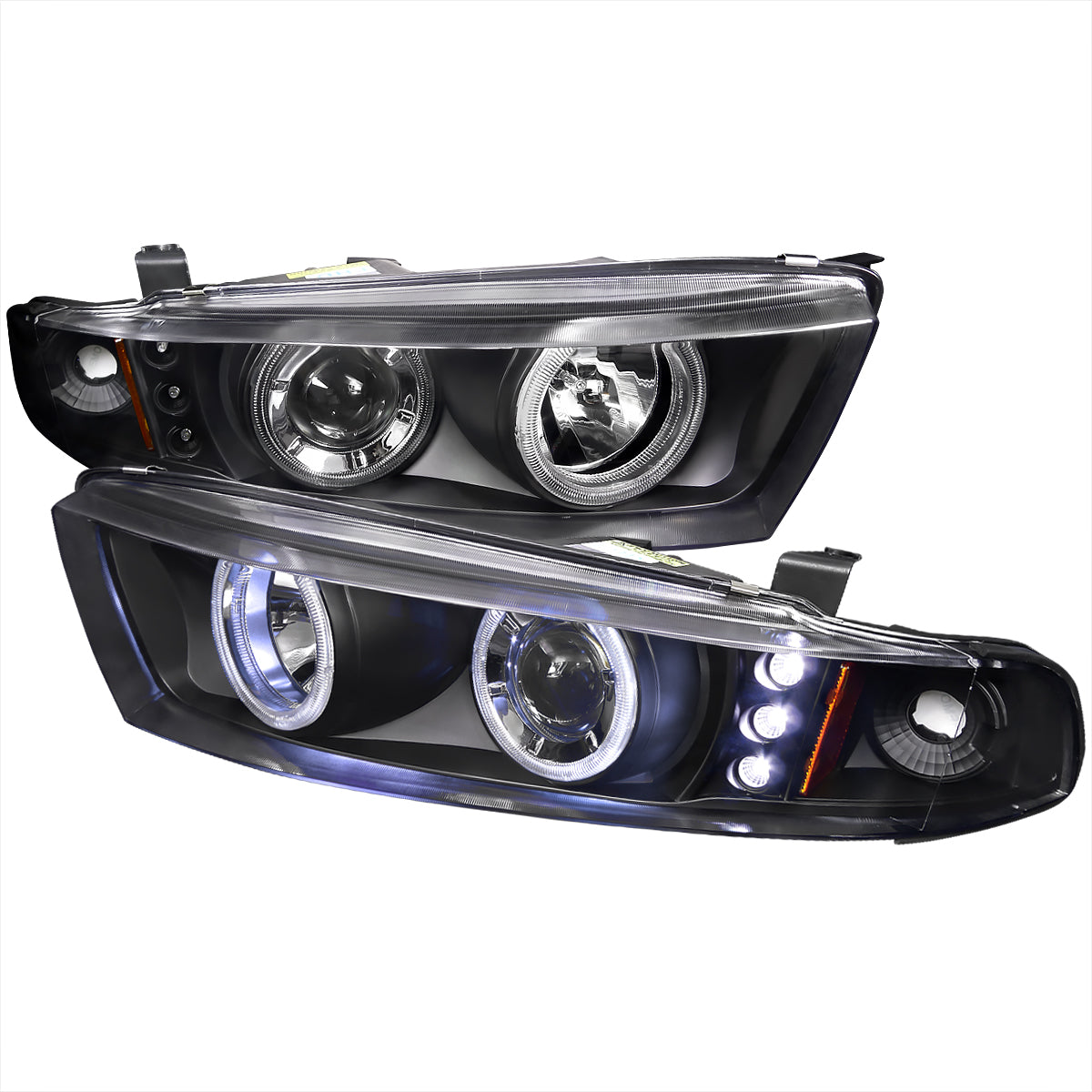 1999-2003 Mitsubishi Galant Dual Halo Projector Headlights (Matte Black Housing/Clear Lens)