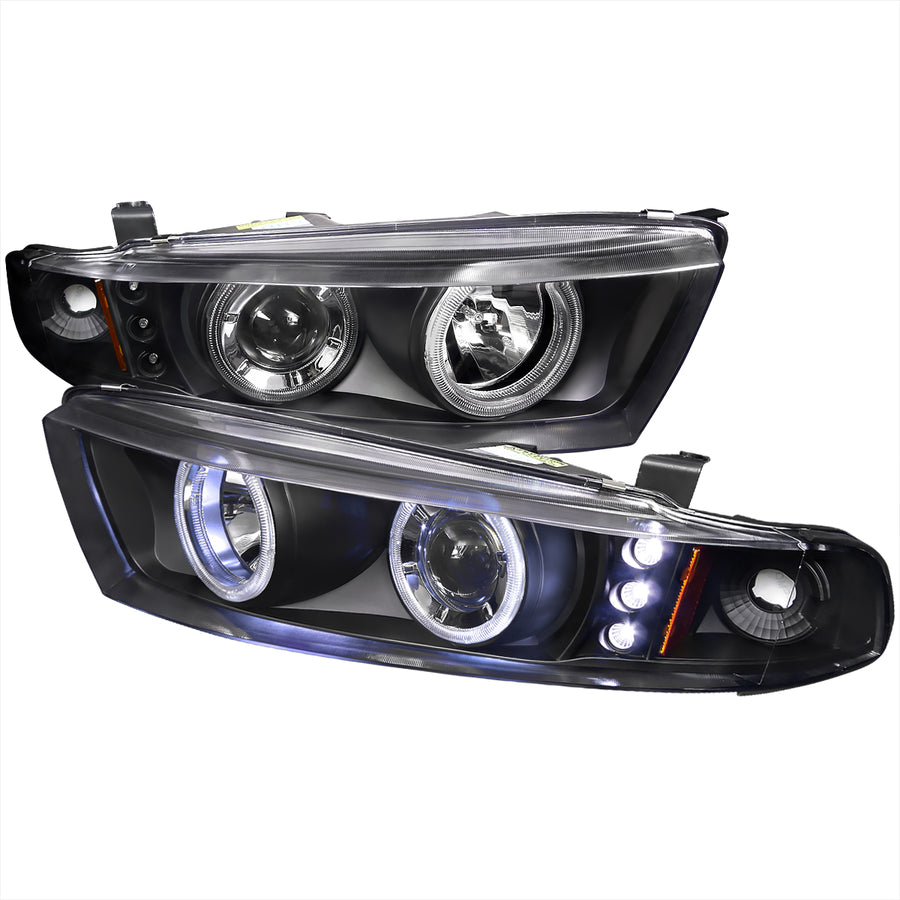1999-2003 Mitsubishi Galant Dual Halo Projector Headlights (Matte Black Housing/Clear Lens)