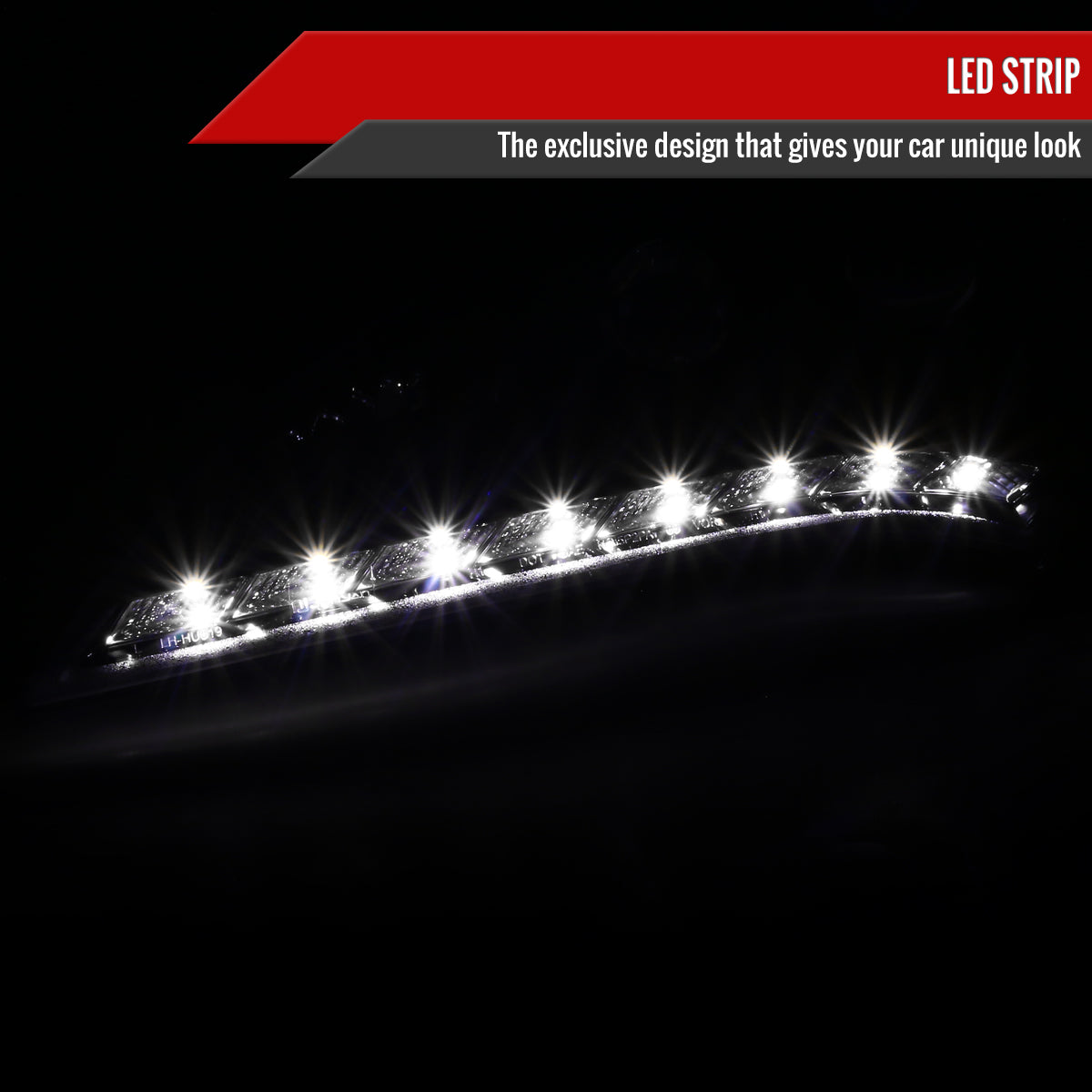 2010-2012 Hyundai Genesis Coupe Projector Headlights w/ SMD LED Light Strip (Jet Black Housing/Clear Lens)