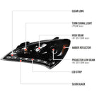 2010-2012 Hyundai Genesis Coupe Projector Headlights w/ SMD LED Light Strip (Jet Black Housing/Clear Lens)