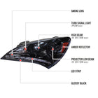 2010-2012 Hyundai Genesis Coupe Projector Headlights w/ SMD LED Light Strip (Glossy Black Housing/Smoke Lens)