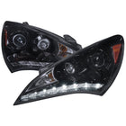 2010-2012 Hyundai Genesis Coupe Projector Headlights w/ SMD LED Light Strip (Glossy Black Housing/Smoke Lens)