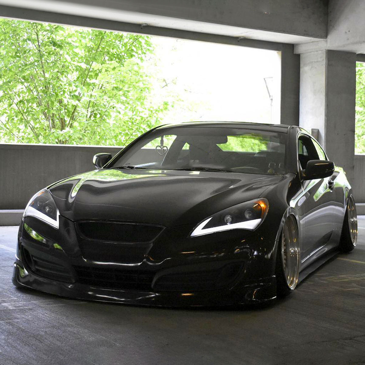 2010-2012 Hyundai Genesis Coupe Sequential LED Bar Projector Headlights (Matte Black Housing/Clear Lens)