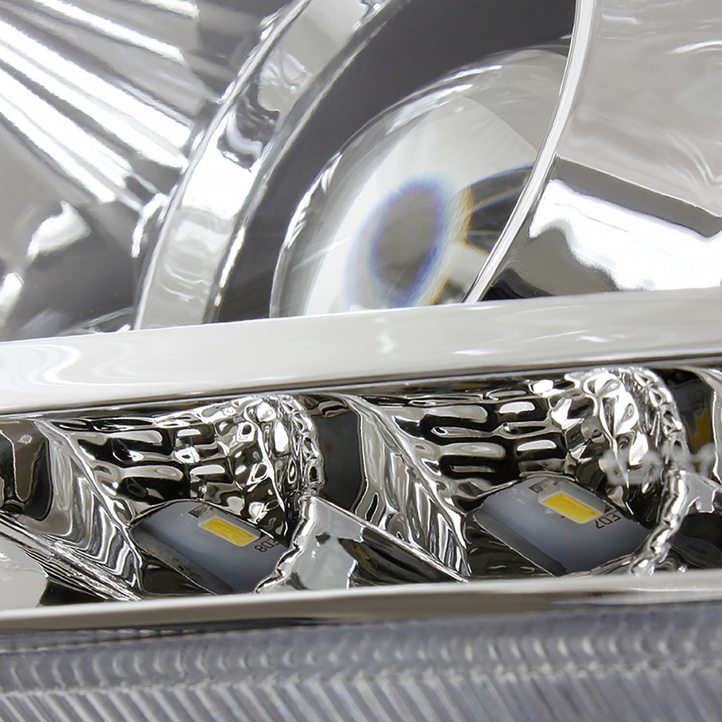 2011-2013 Toyota Highlander Projector Headlights w/ SMD LED Light Strip - Chrome/Clear Lens