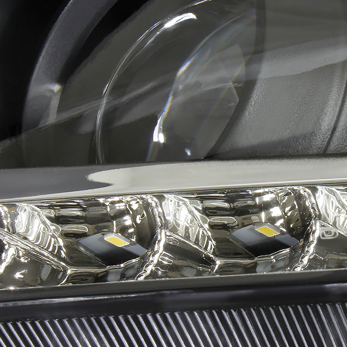 2011-2013 Toyota Highlander Projector Headlights w/ SMD LED Light Strip - Matte Black/Clear Lens