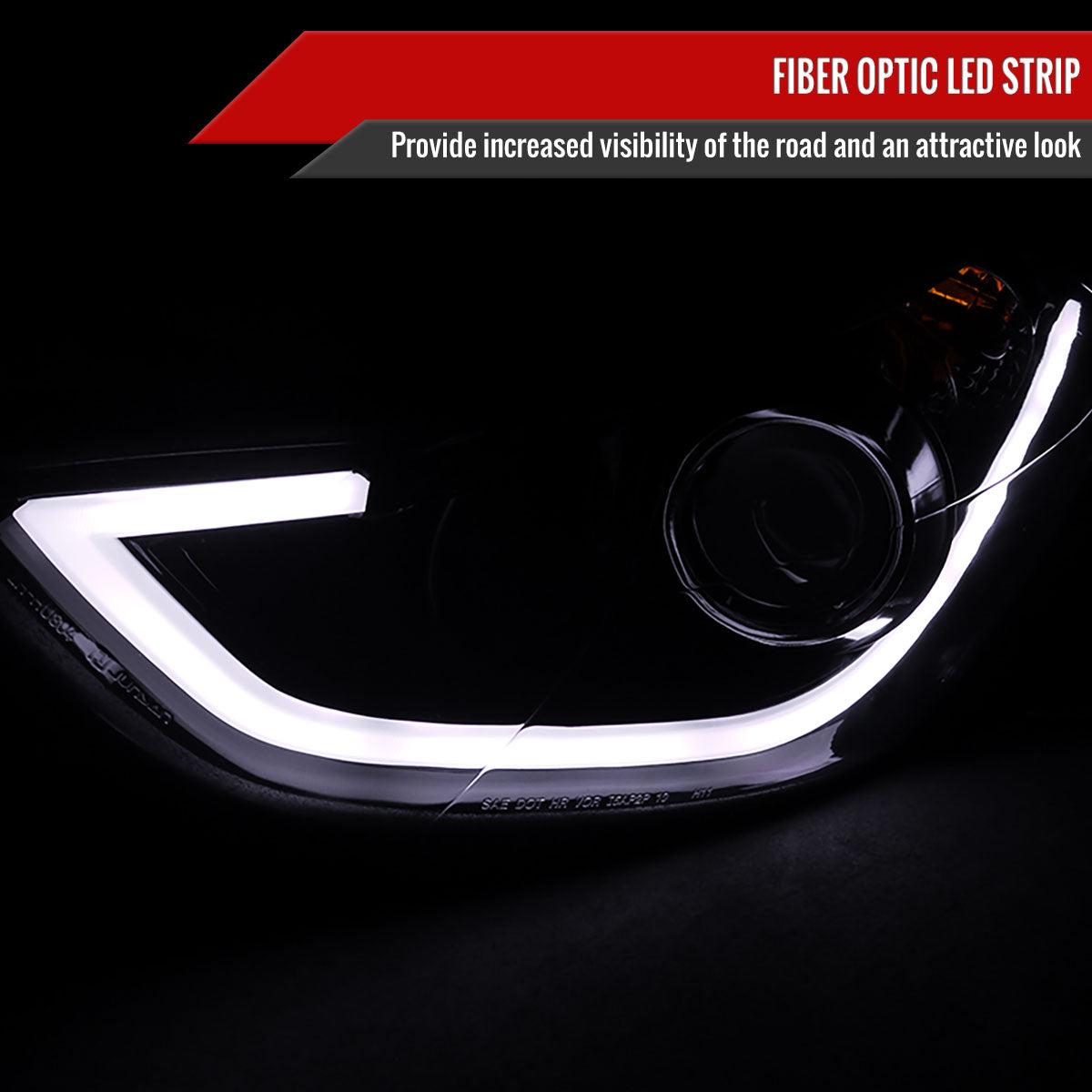 2011-2013 Hyundai Elantra LED Bar Projector Headlights (Glossy Black Housing/Smoke Lens)