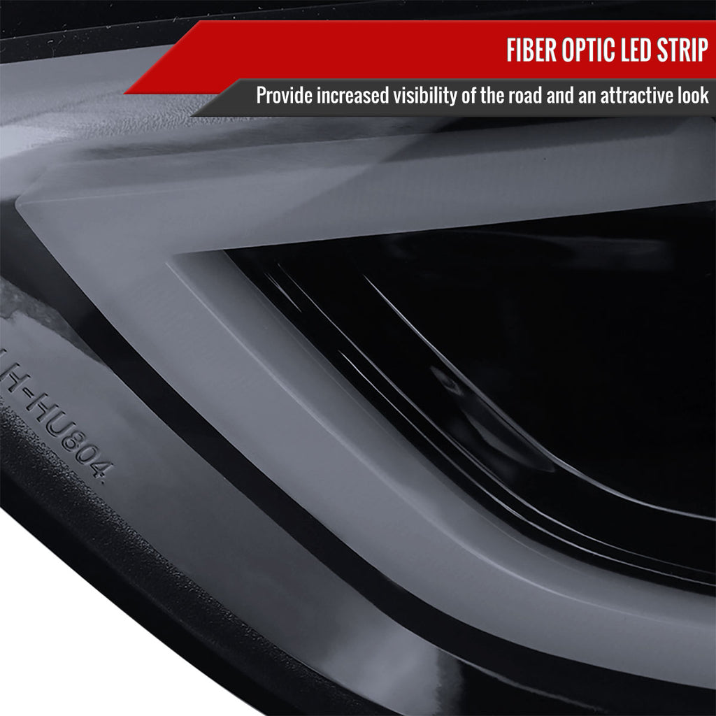 2011-2013 Hyundai Elantra LED Bar Projector Headlights (Glossy Black Housing/Smoke Lens)