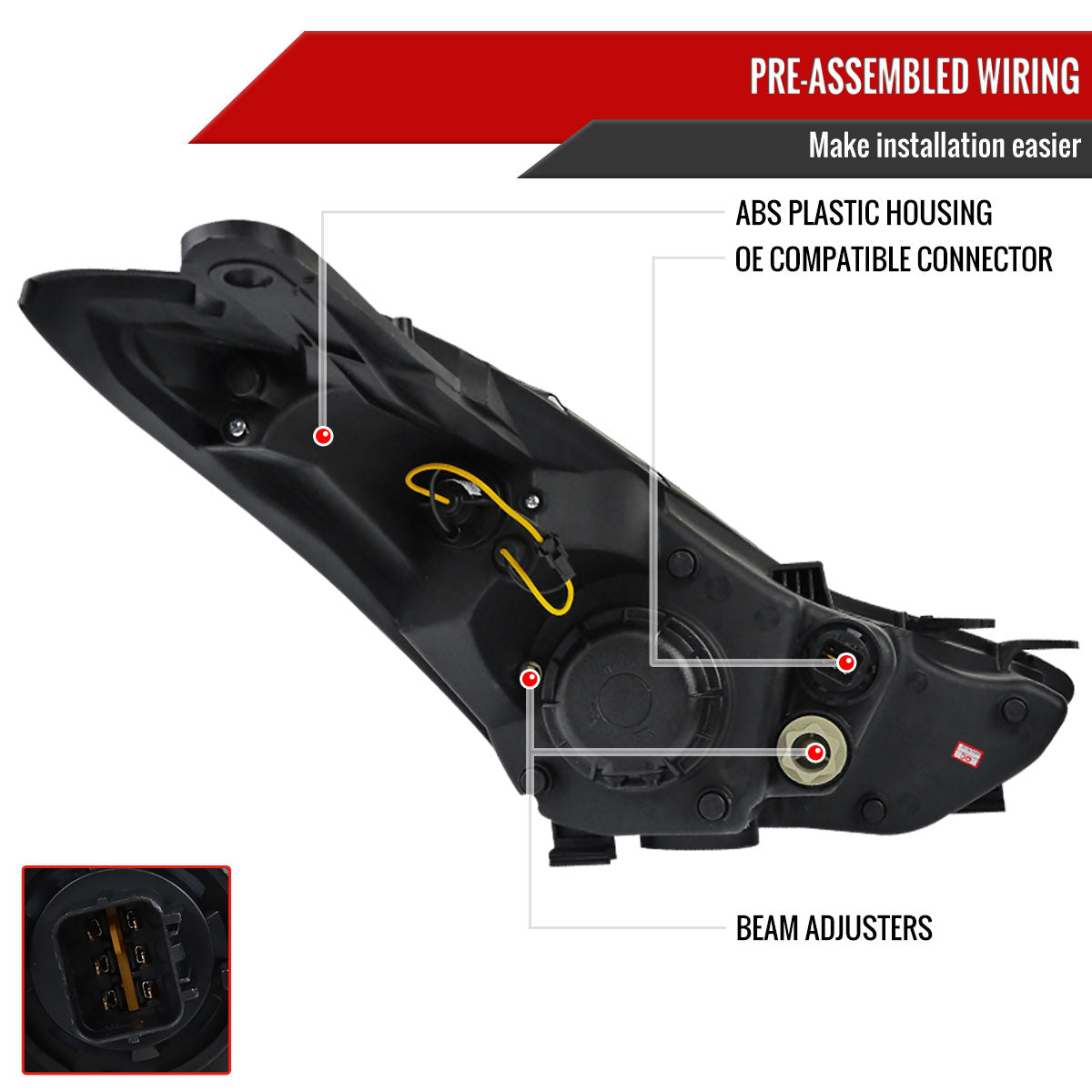 2011-2013 Hyundai Elantra LED Bar Projector Headlights (Glossy Black Housing/Smoke Lens)