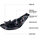 2011-2013 Hyundai Elantra LED Bar Projector Headlights (Glossy Black Housing/Smoke Lens)