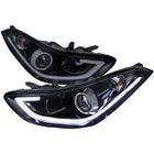 2011-2013 Hyundai Elantra LED Bar Projector Headlights (Glossy Black Housing/Smoke Lens)