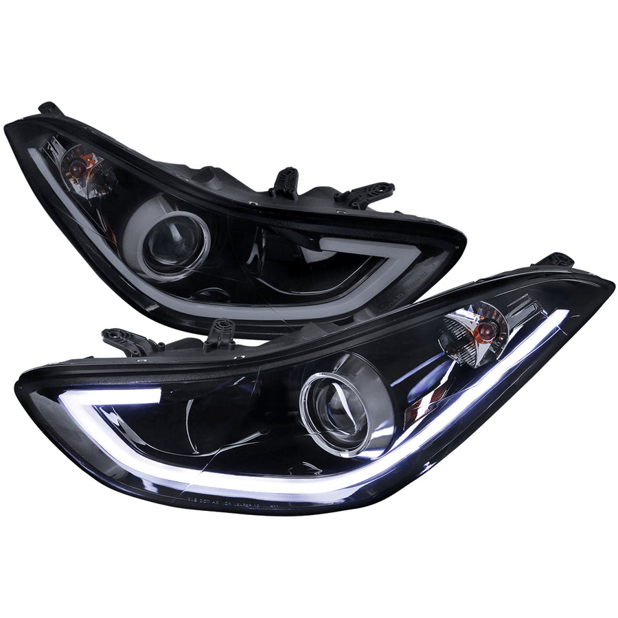 2011-2013 Hyundai Elantra LED Bar Projector Headlights (Glossy Black Housing/Smoke Lens)