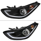 2011-2013 Hyundai Elantra LED Bar Projector Headlights (Matte Black Housing/Clear Lens)
