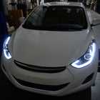 2011-2013 Hyundai Elantra LED Bar Projector Headlights (Matte Black Housing/Clear Lens)