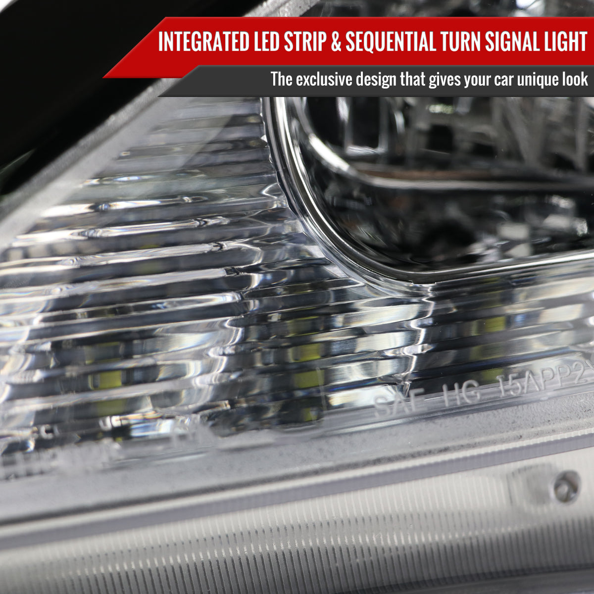 2006-2010 Lexus IS250/IS350 SMD LED Light Strip Projector Headlights w/ Sequential Turn Signal Lights (Matte Black Housing/Clear Lens)