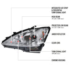 2006-2010 Lexus IS250/IS350 SMD LED Light Strip Projector Headlights w/ Sequential Turn Signal Lights (Matte Black Housing/Clear Lens)