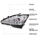 2006-2010 Lexus IS250/IS350 SMD LED Light Strip Projector Headlights (Chrome Housing/Clear Lens)