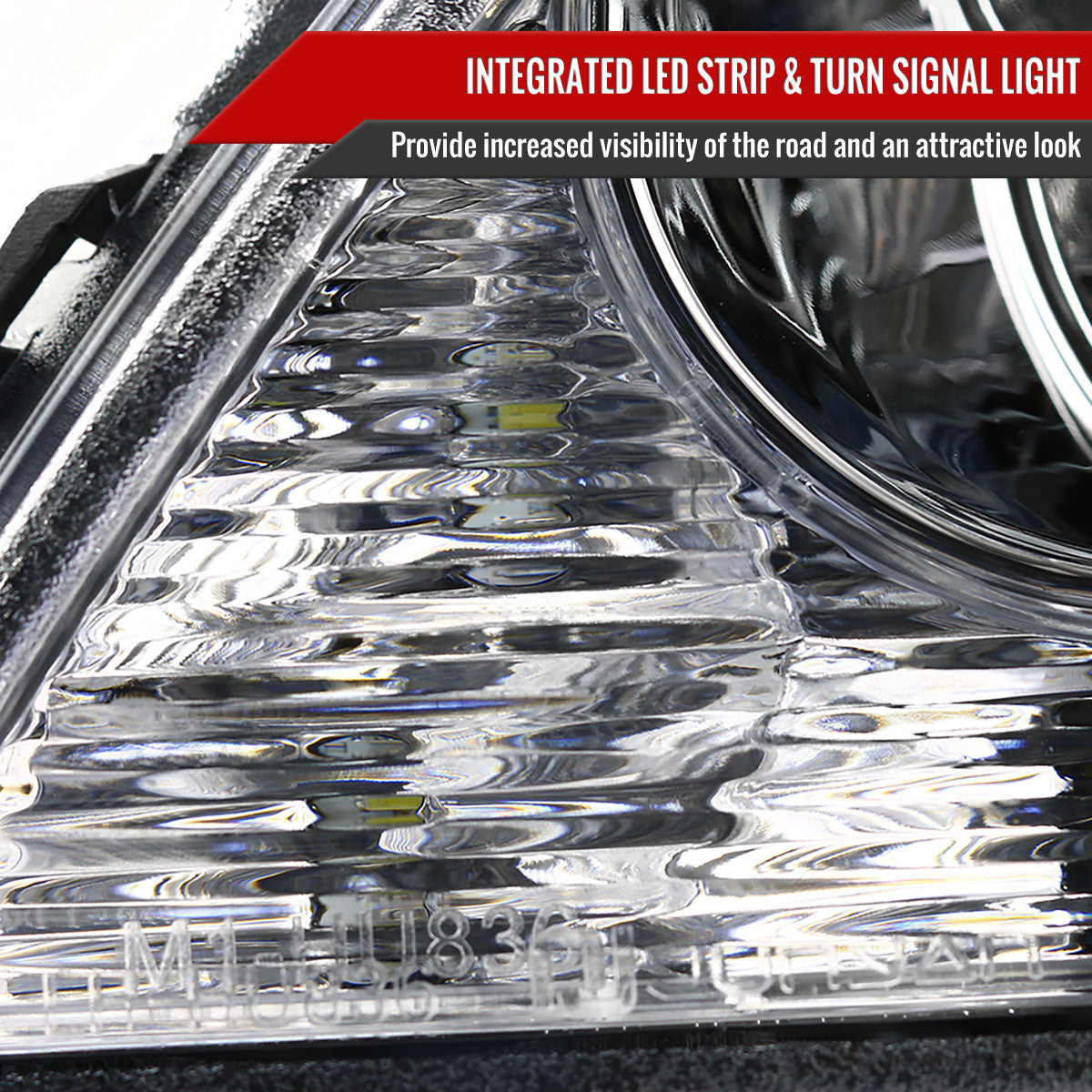 2001-2005 Lexus IS300 Projector Headlights w/ LED Light Strip & LED Turn Signal Lights (Chrome Housing/Clear Lens)