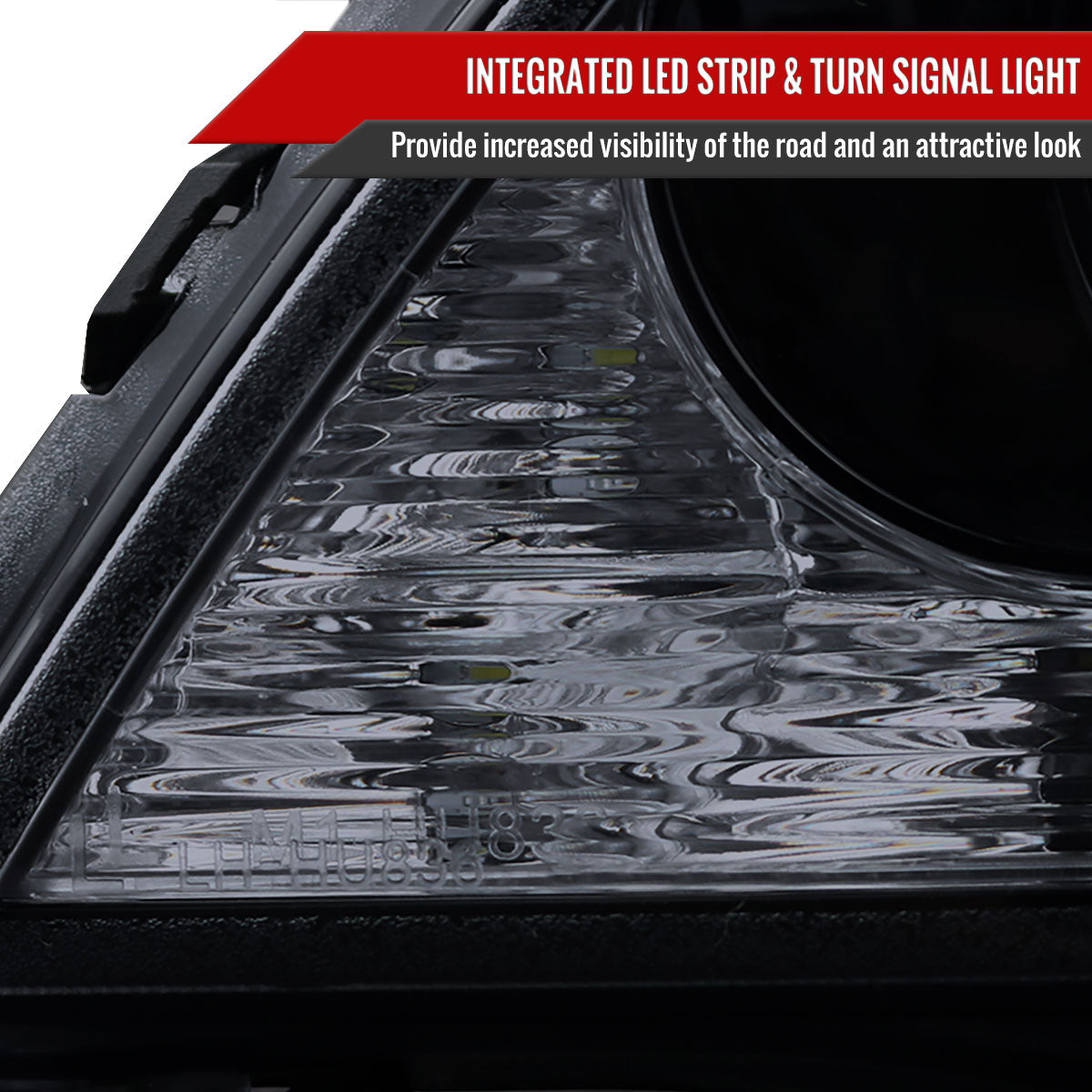 2001-2005 Lexus IS300 Projector Headlights w/ LED Light Strip & LED Turn Signal Lights (Glossy Black Housing/Smoke Lens)